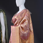 Pink Gold Tissue Kanjivaram Saree With Floral Jaal Weaving