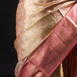 Pale Gold Tissue Kanjivaram Silk Saree With Meenakari Jaal