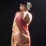 Pale Gold Tissue Kanjivaram Silk Saree With Meenakari Jaal