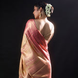 Pale Gold Tissue Kanjivaram Silk Saree With Meenakari Jaal