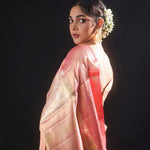 Pale Gold Tissue Kanjivaram Silk Saree With Meenakari Jaal