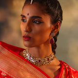 Vermillion Red Garden Banarasi Silk Saree