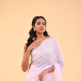 Lemonade Pink Organza Handcrafted Saree