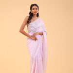 Lemonade Pink Organza Handcrafted Saree