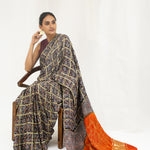 Rich Black Bandhani Ajrakh Silk Handloom Saree