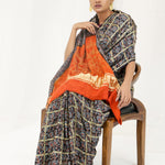 Rich Black Bandhani Ajrakh Silk Handloom Saree