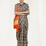 Rich Black Bandhani Ajrakh Silk Handloom Saree