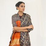 Rich Black Bandhani Ajrakh Silk Handloom Saree