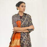 Rich Black Bandhani Ajrakh Silk Handloom Saree