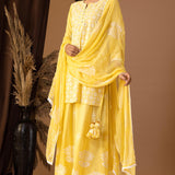 Yellow Khadi Printed Cotton Sharara Set