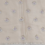 Royal Beige Tissue Designer Saree With Floral Embroidery