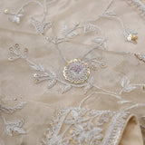 Royal Beige Tissue Designer Saree With Floral Embroidery