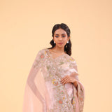 Dusty Pink Tissue Handcrafted Saree