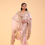 Dusty Pink Tissue Handcrafted Saree