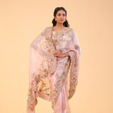 Dusty Pink Tissue Handcrafted Saree