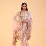 Dusty Pink Tissue Handcrafted Saree