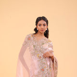 Dusty Pink Tissue Handcrafted Saree