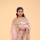 Dusty Pink Tissue Handcrafted Saree