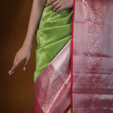Kelly Green Kanjivaram Silk Saree With Floral Jaal Design