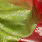 Kelly Green Kanjivaram Silk Saree With Floral Jaal Design