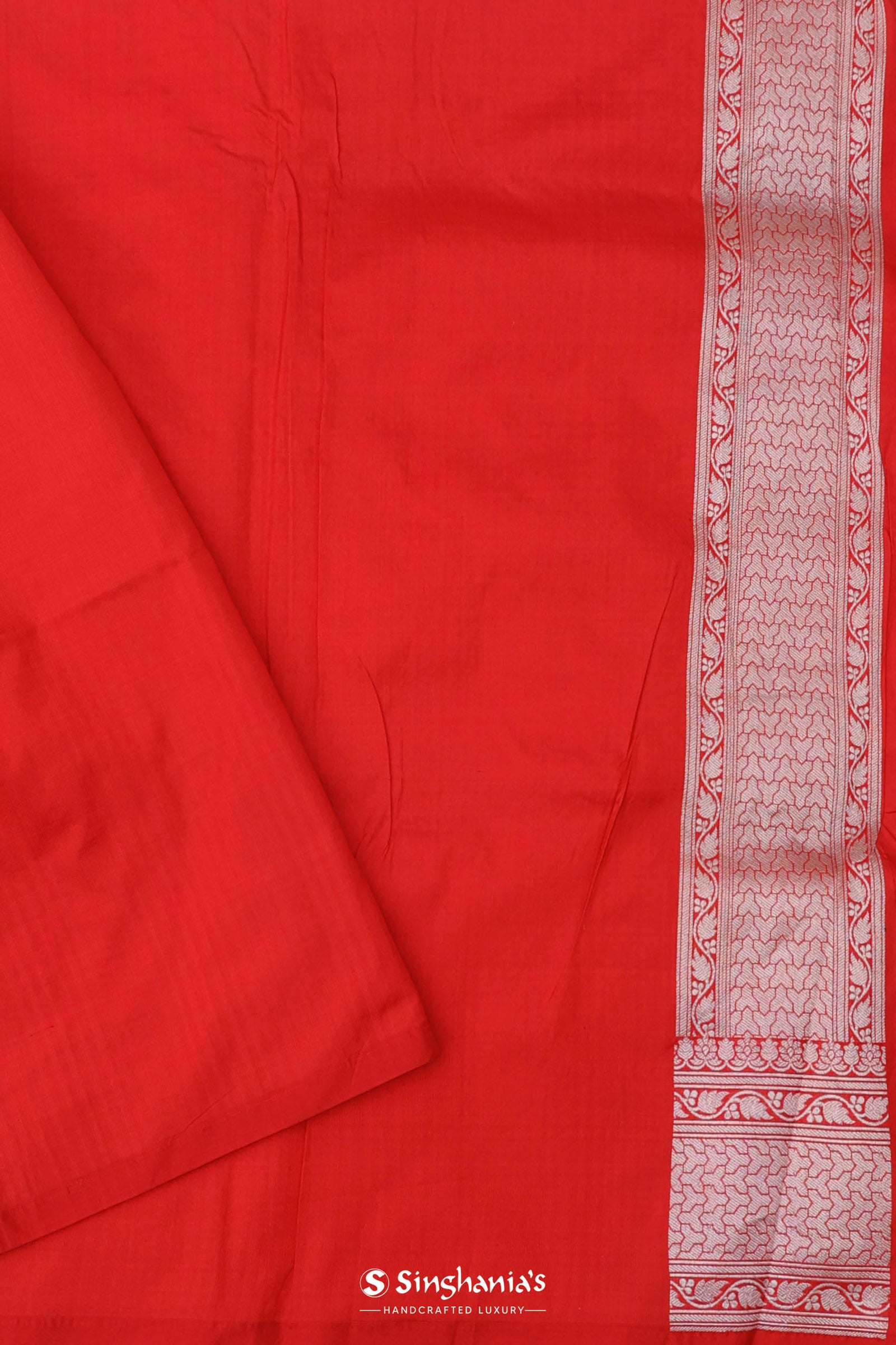 Vibrant Orange Banarasi Silk Saree With Meenakari Design