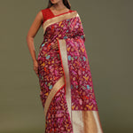 Maroon Banarasi Saree With Meenakari Design