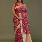 Maroon Banarasi Saree With Meenakari Design