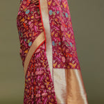 Maroon Banarasi Saree With Meenakari Design
