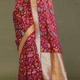 Maroon Banarasi Saree With Meenakari Design