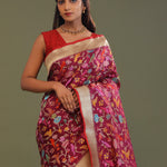 Maroon Banarasi Saree With Meenakari Design