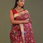Maroon Banarasi Saree With Meenakari Design
