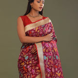 Maroon Banarasi Saree With Meenakari Design