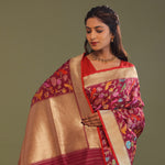 Maroon Banarasi Saree With Meenakari Design