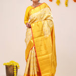 Pastel Gold Jaal Kanjivaram Silk Saree