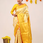 Pastel Gold Jaal Kanjivaram Silk Saree