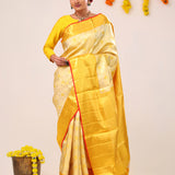 Pastel Gold Jaal Kanjivaram Silk Saree