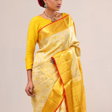 Pastel Gold Jaal Kanjivaram Silk Saree