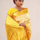 Pastel Gold Jaal Kanjivaram Silk Saree