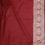Maroon Pink Banarasi Silk Saree With Floral Design