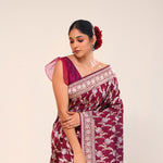 Deep Maroon Floral Banarasi Silk Saree