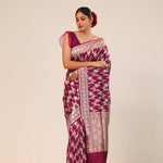 Deep Maroon Floral Banarasi Silk Saree