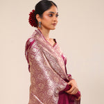 Deep Maroon Floral Banarasi Silk Saree