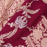 Deep Maroon Floral Banarasi Silk Saree