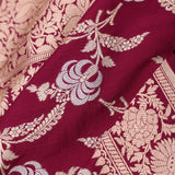 Deep Maroon Floral Banarasi Silk Saree