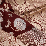 Tyrian Purple Banarasi Silk Saree With Floral Detailing