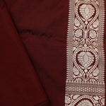 Tyrian Purple Banarasi Silk Saree With Floral Detailing