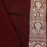 Tyrian Purple Banarasi Silk Saree With Floral Detailing