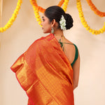 Scarlet Red Kanjivaram Silk Saree With Floral Butta