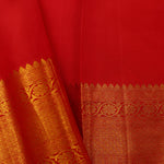 Scarlet Red Kanjivaram Silk Saree With Floral Butta