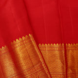 Cadmium Red Kanjivaram Silk Saree With Floral Jaal Weaving